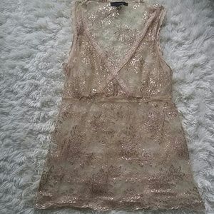 Rose gold v neck tank